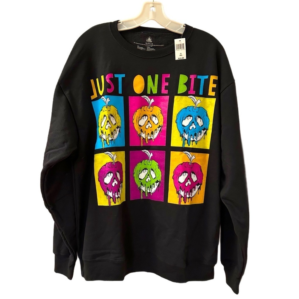 Men’s Disney Villain JUST ONE BITE Black Graphic Sweatshirt - Size L - NWT - Picture 1 of 6